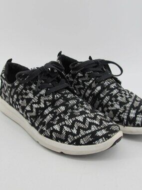 Toms Del Rey Sneakers Womens 7 Aztec Black White Lace Up